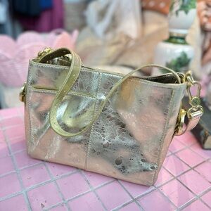 HOBO Gold Crossbody Leather Bag Convertible Shoulder Bag to Crossbody